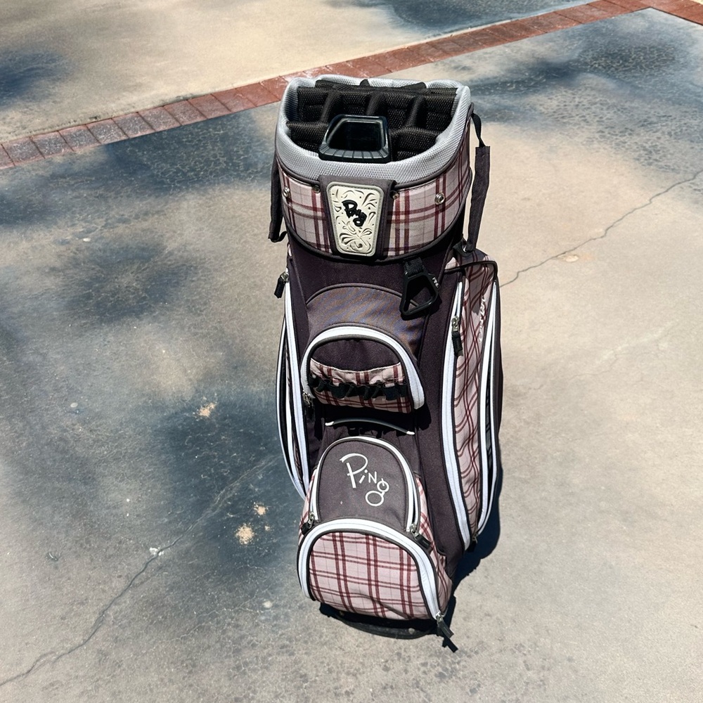 Ping Black and Brown Golf Bag with Modern Design